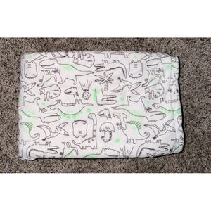 Carter's Cute A Saurus Dinosaur Baby Blanket Neon Green White Lovey 30"×40 Clean